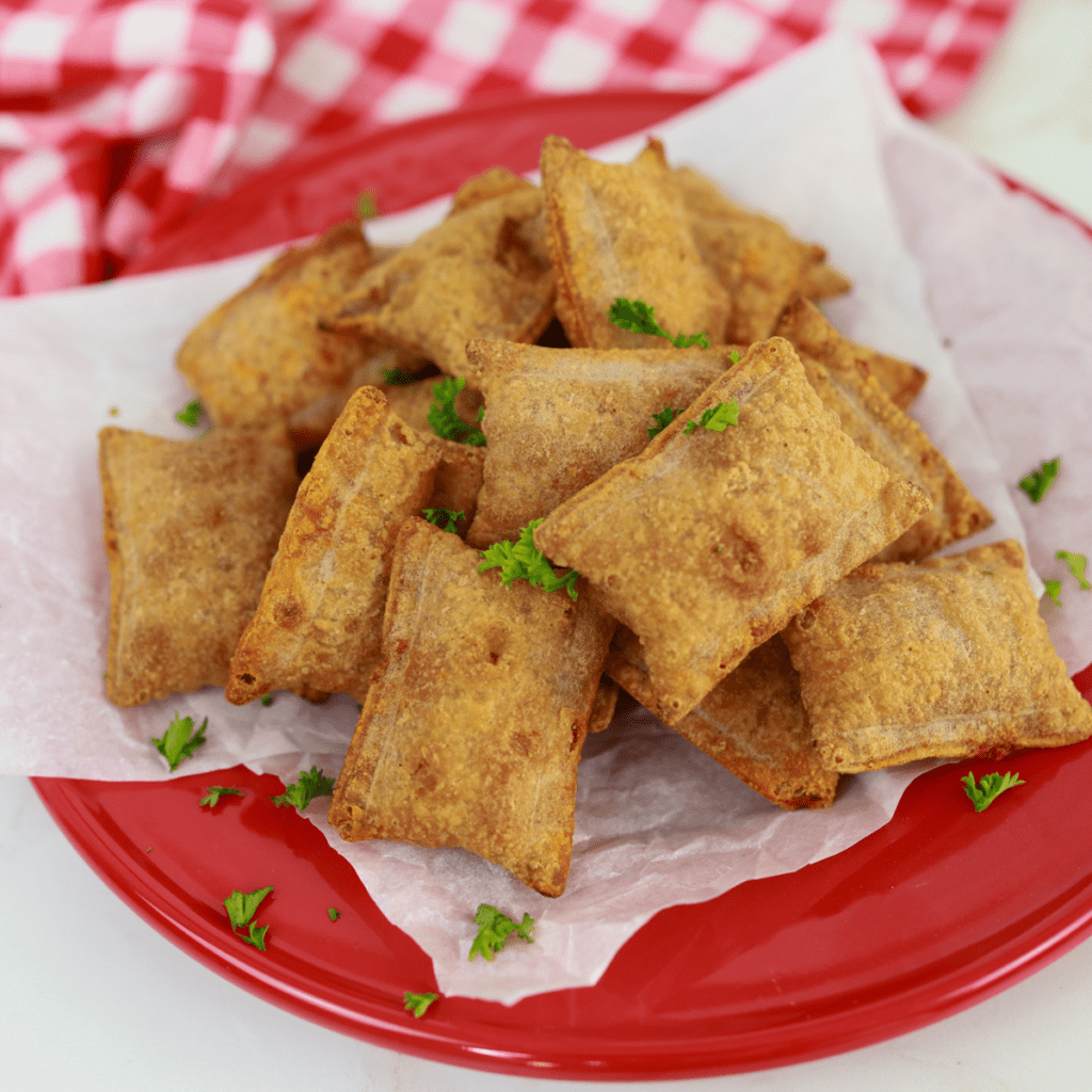 Cooked Pizza Rolls On Plate