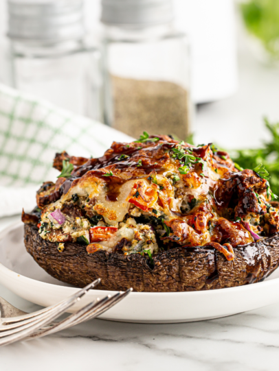 Air Fryer Cheese Stuffed Portobello Mushrooms - Fork To Spoon