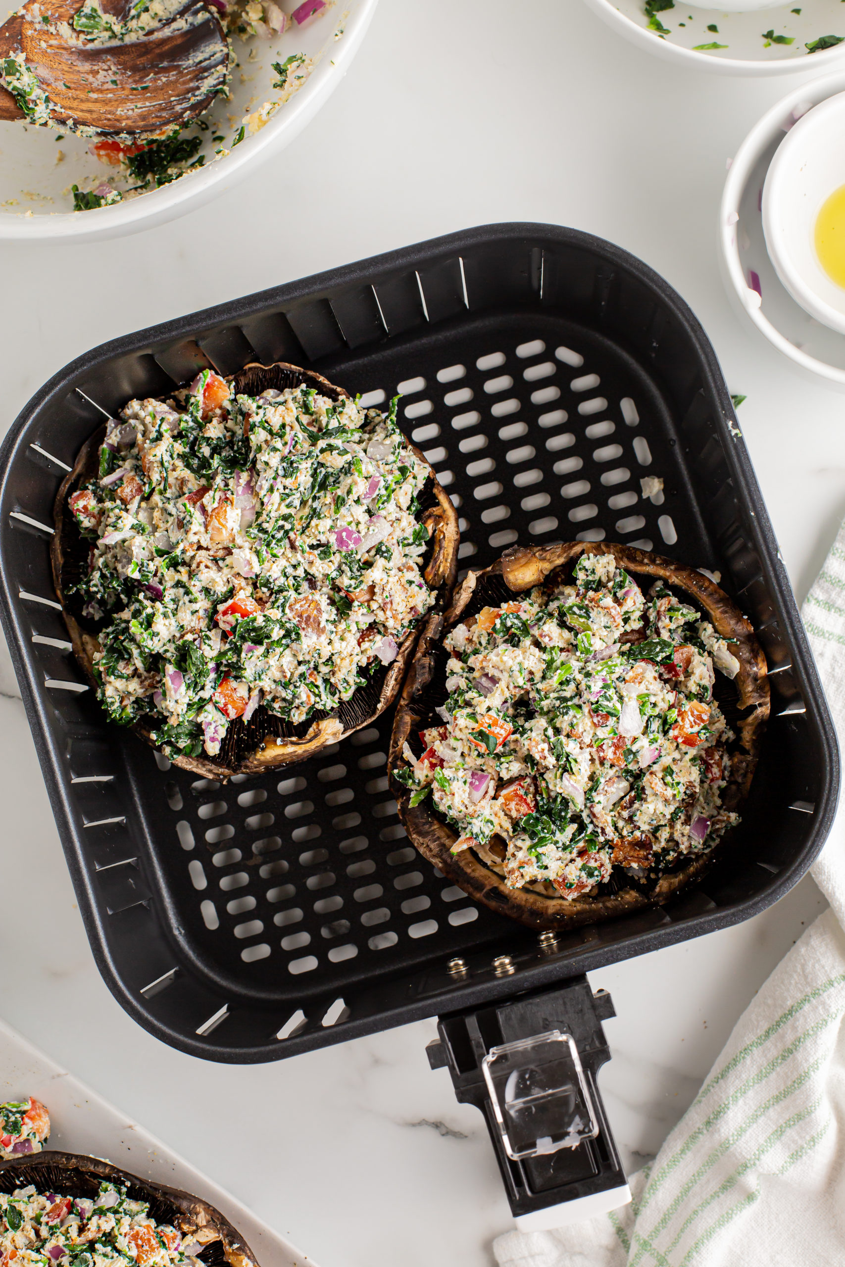 air fryer stuffed portobello mushrooms