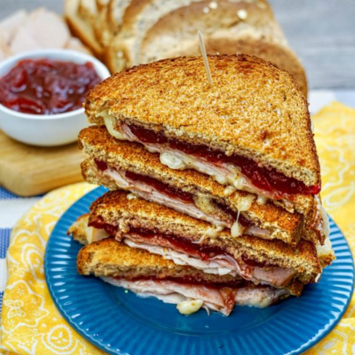 Air Fryer Turkey, Cranberry & Brie Sandwiches