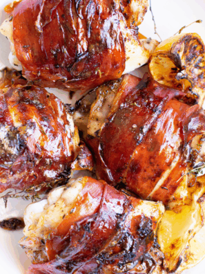 Air fryer bacon wrapped chicken thighs boneless