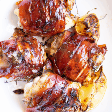 Air fryer bacon wrapped chicken thighs boneless