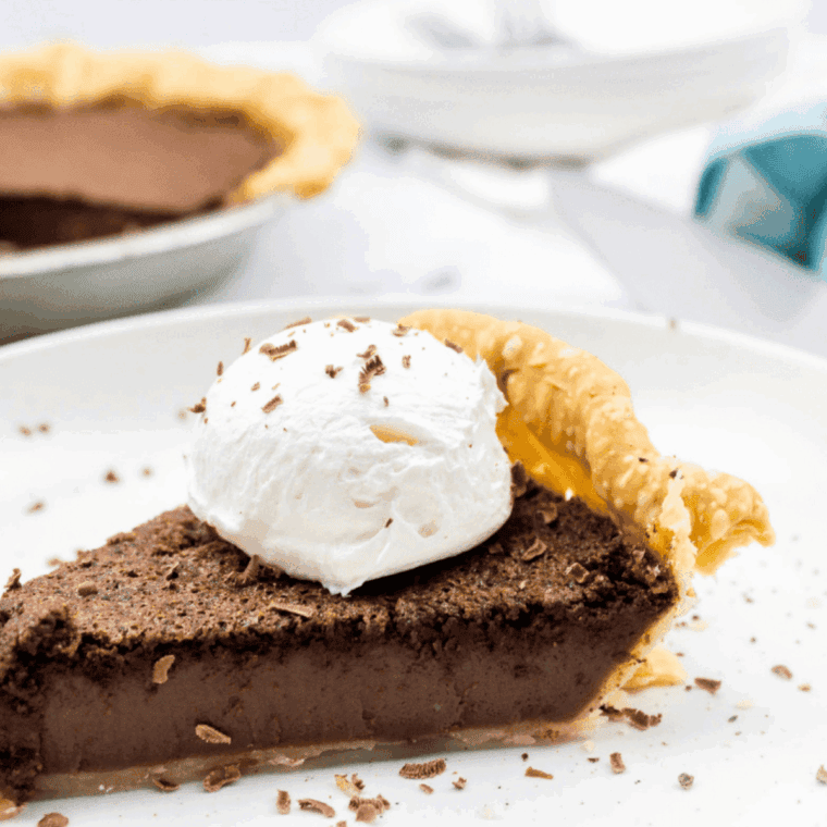 Golden Corral-style chocolate chess pie with smooth fudgy filling and golden flaky crust.