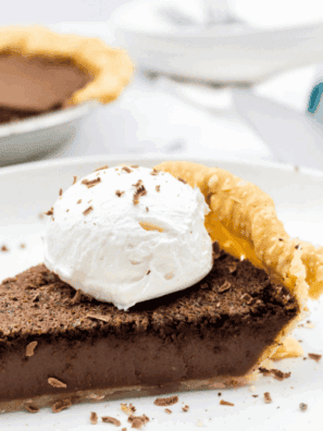 Golden Corral-style chocolate chess pie with a fudgy chocolate filling in a flaky crust.