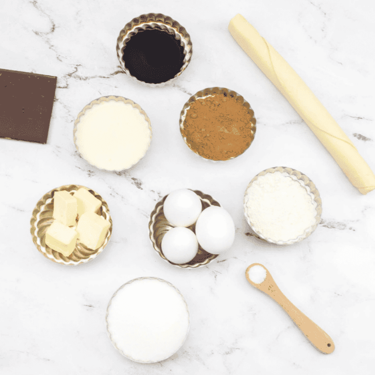 Golden Corral Chocolate Chess Pie Ingredients on kitchen table.