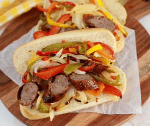 Peppers and Brats In Air Fryer