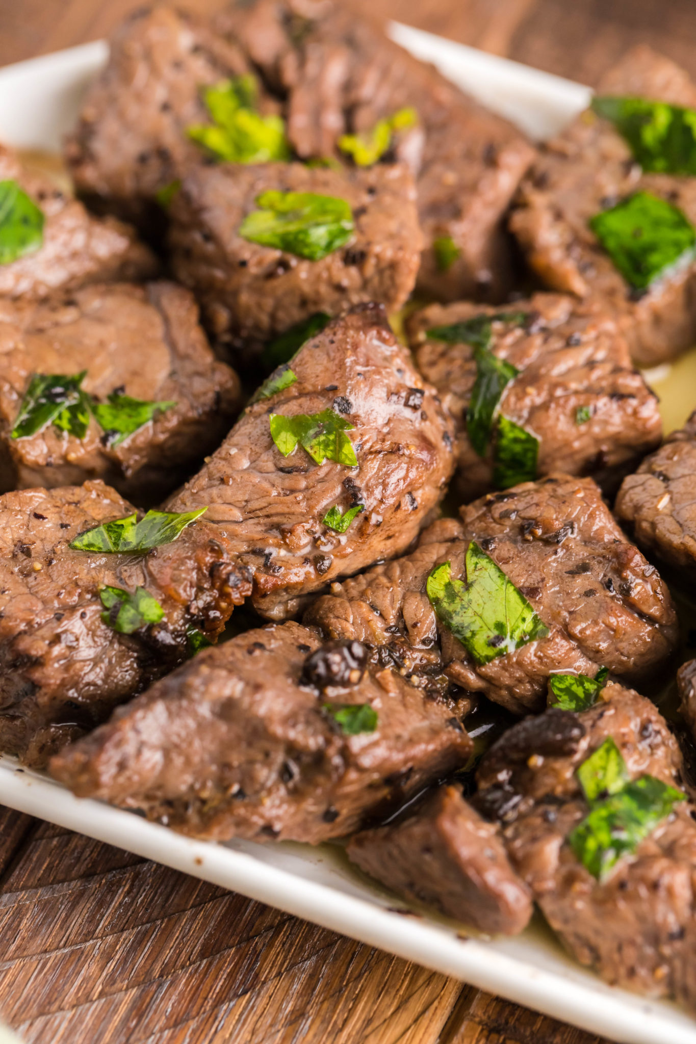 Garlic Butter Air Fryer Steak Bites Fork To Spoon