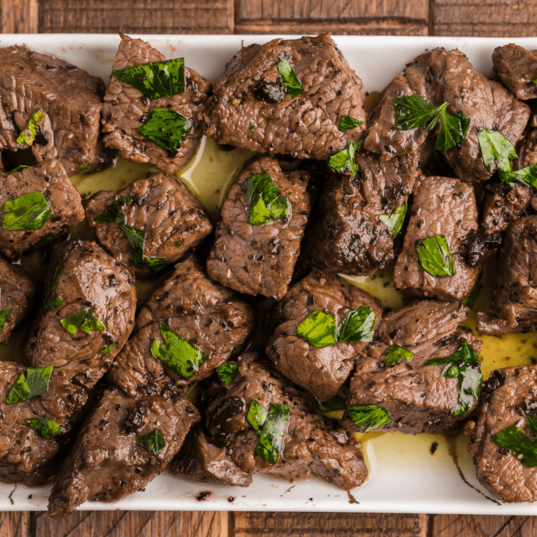 Garlic Butter Air Fryer Steak Bites - Fork To Spoon