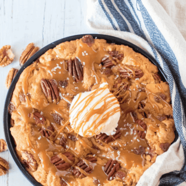 Giant Caramel Pecan Air Fryer Cookie