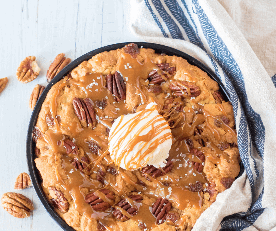 Giant Caramel Pecan Air Fryer Cookie