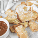 Golden Air Fryer Banana Pancake Dippers served on a plate, ready to eat