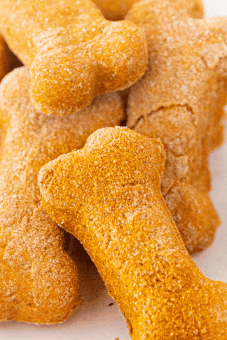 Homemade dog treats made in the air fryer, served on a plate.