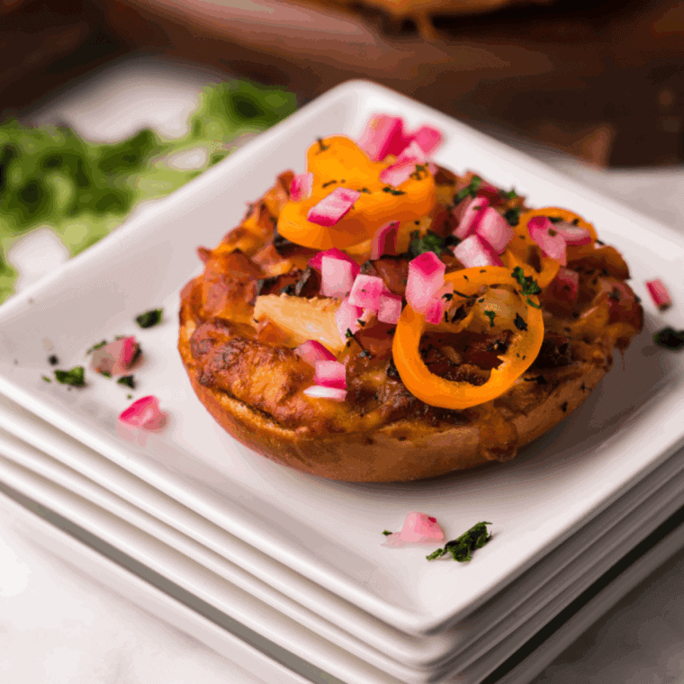 Air fryer gluten-free pizza bagels topped with melted cheese, pepperoni, and veggies, cooked to golden perfection.