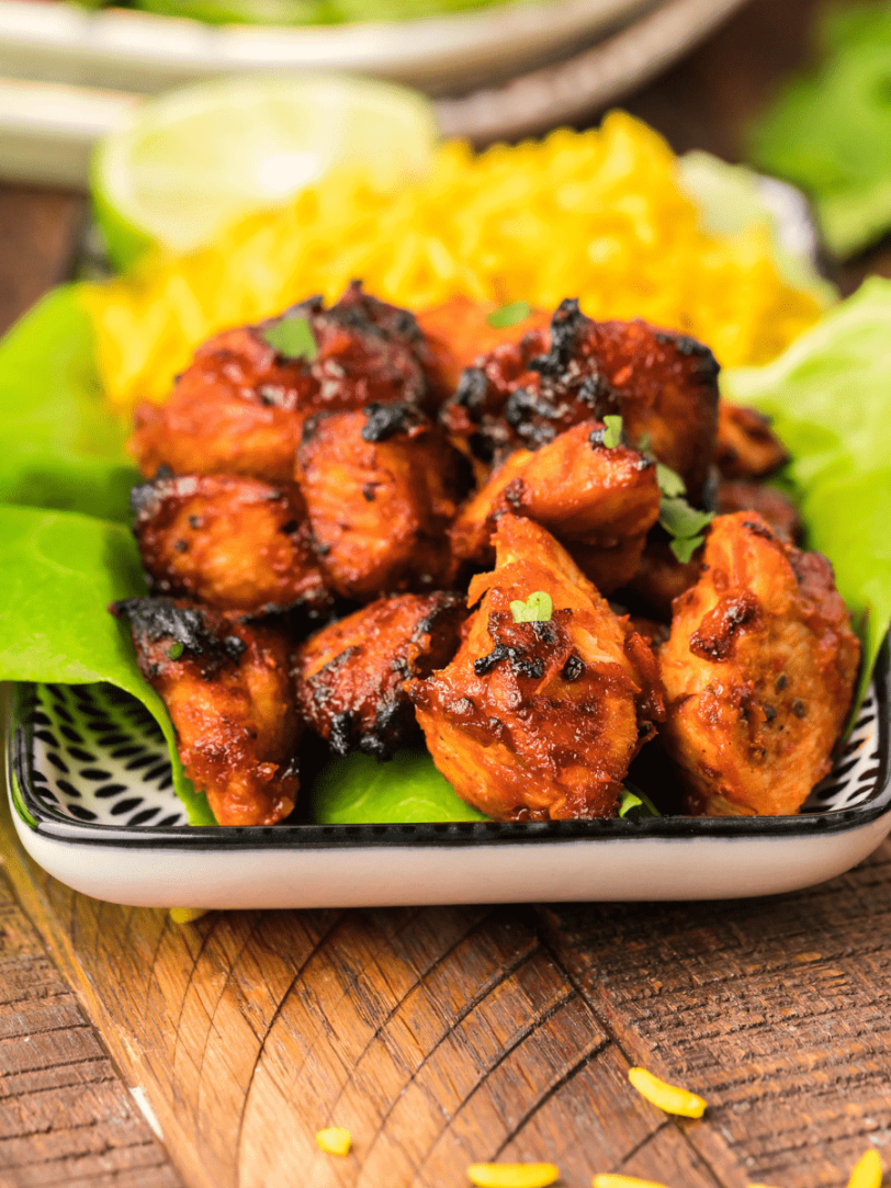 Air Fryer BBQ Chicken Bites Fork To Spoon