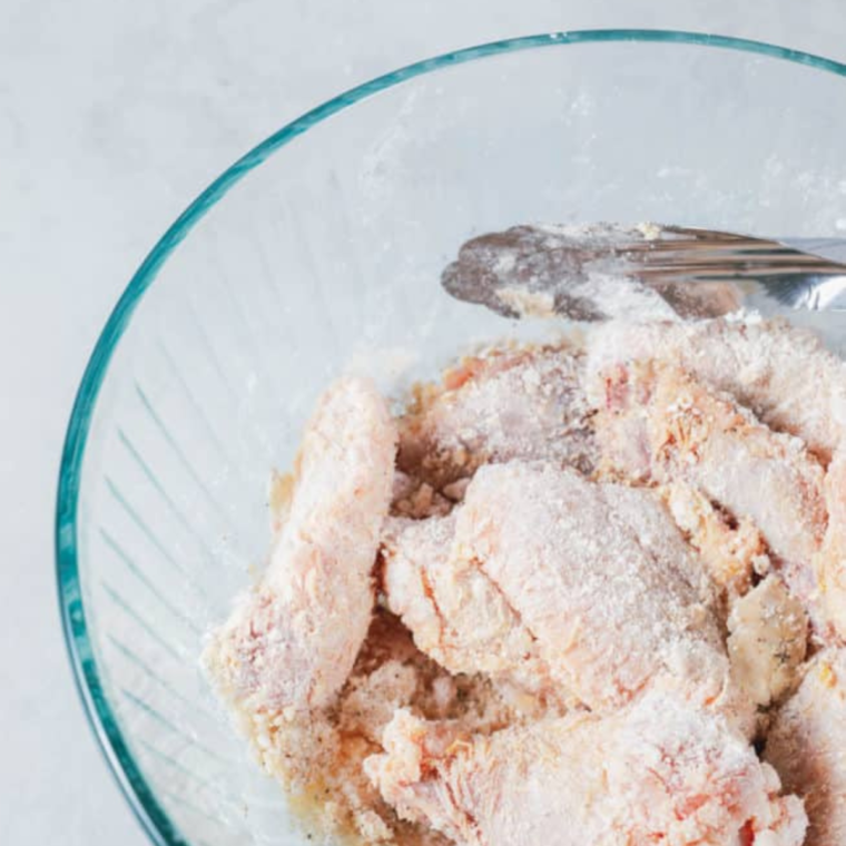 Toss the chicken wings with baking soda, for crispy chicken.