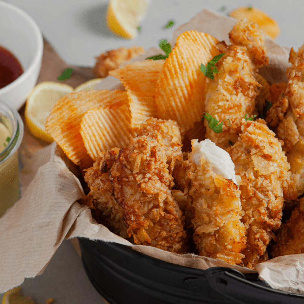 Potato Crusted Chicken Tenders From Air Fryer Basket