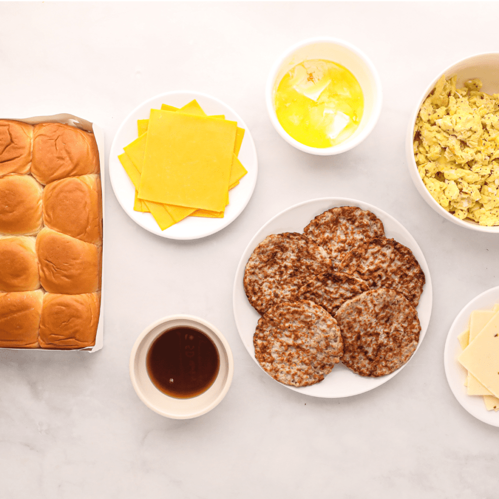Ingredients Needed For Air Fryer Sausage, Egg and Cheese Breakfast Sliders