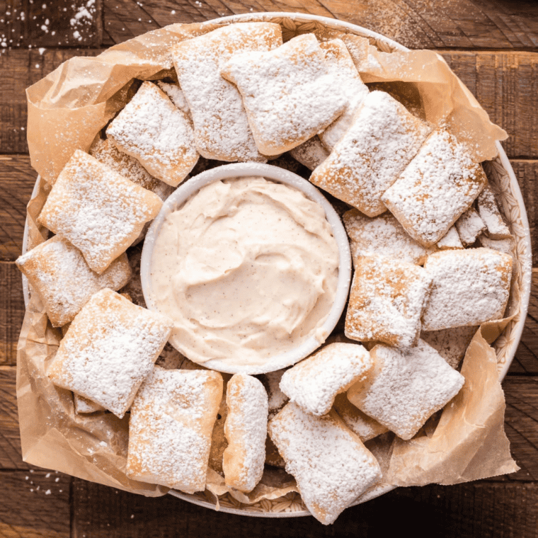 Copycat Auntie Anne's Sweet Glaze dip in a small white bowl