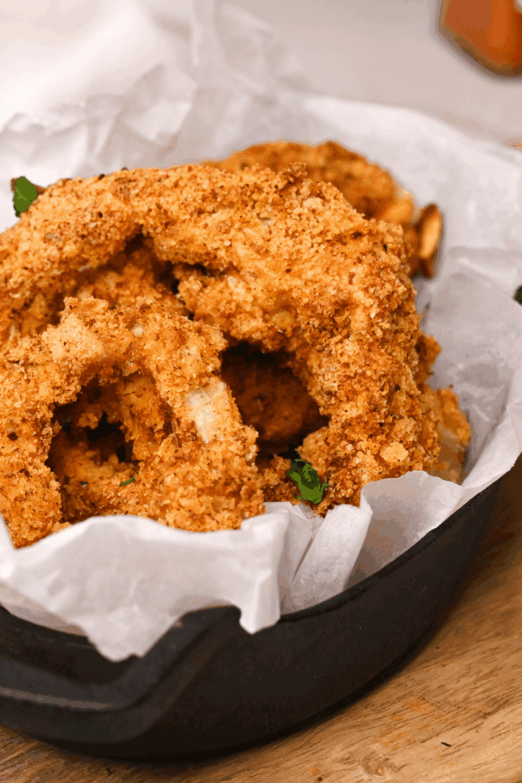 Golden, crispy homemade Culver’s-style onion rings served on a plate