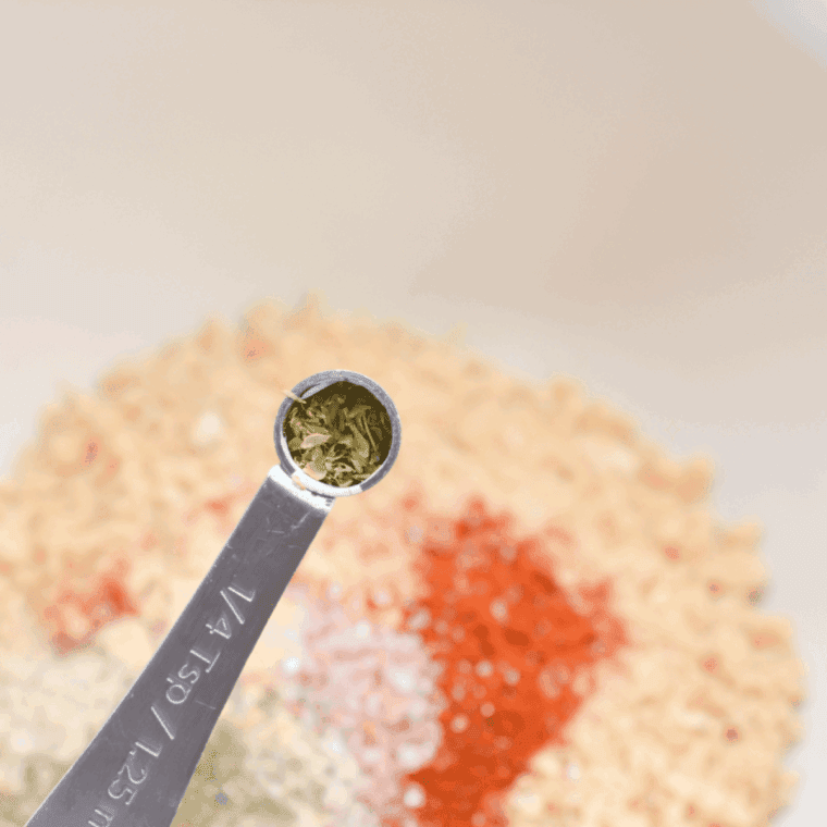 Ingredients needed for Keto Shake and Bake Recipe On kitchen table, in a large mixing bowl.