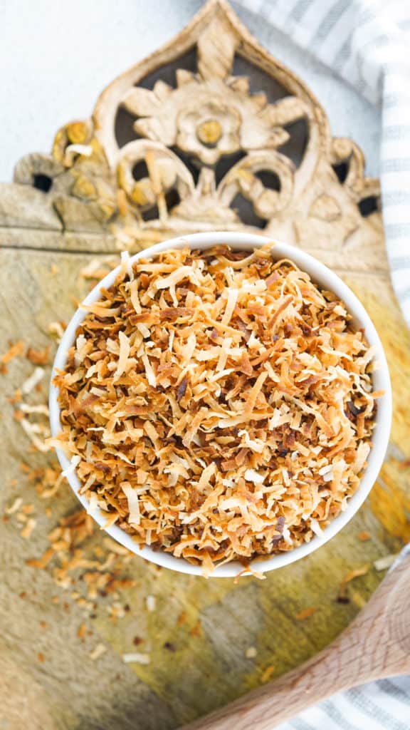 Toasted Coconut in Bowl