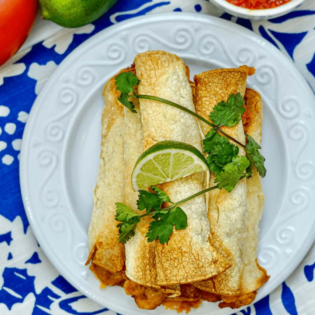 https://forktospoon.com/bean-and-cheese-air-fryer-taquitos/