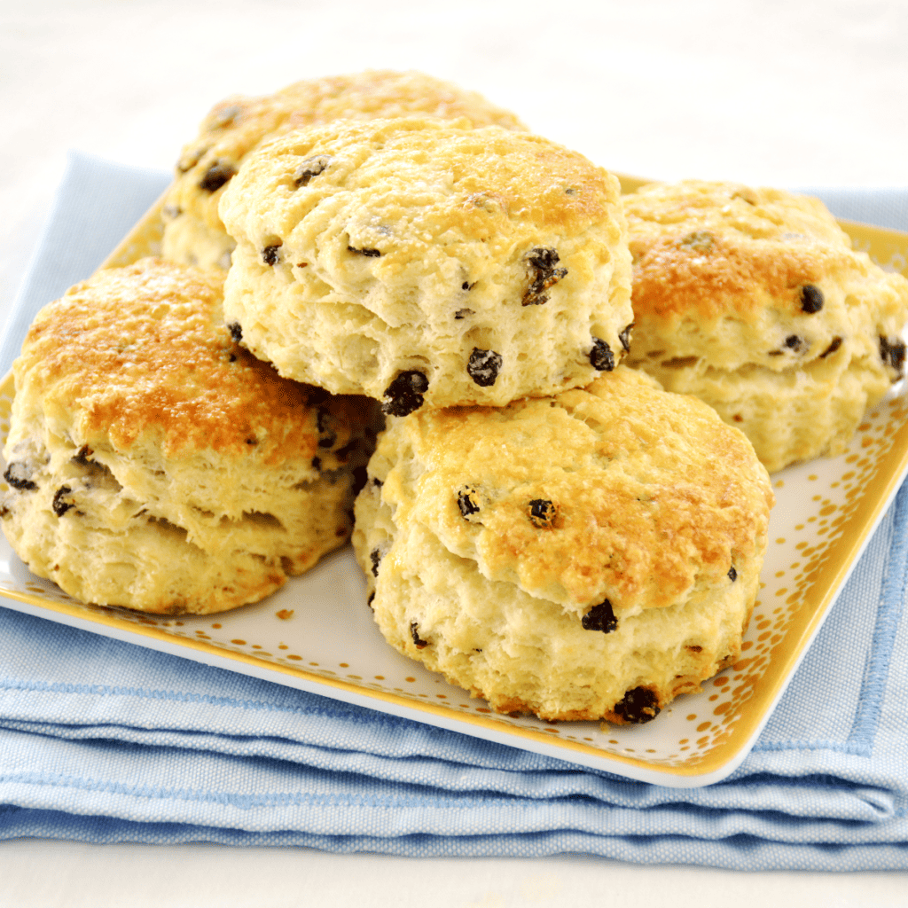 Plate of Air Fryer Currant Scones