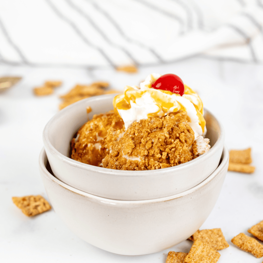 Fried Ice Cream in Bowl Made in The Air Fryer