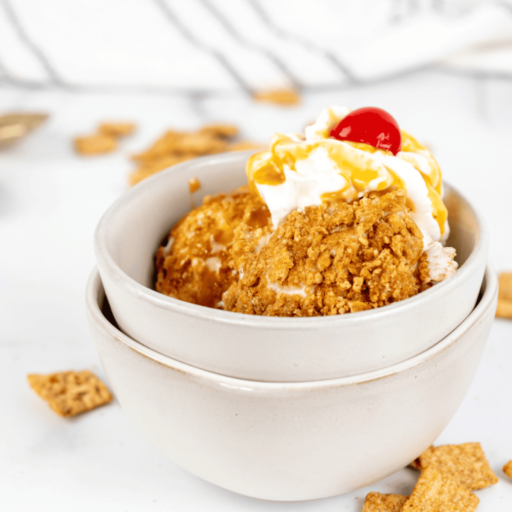AIR FRYER fried ice cream in bowl