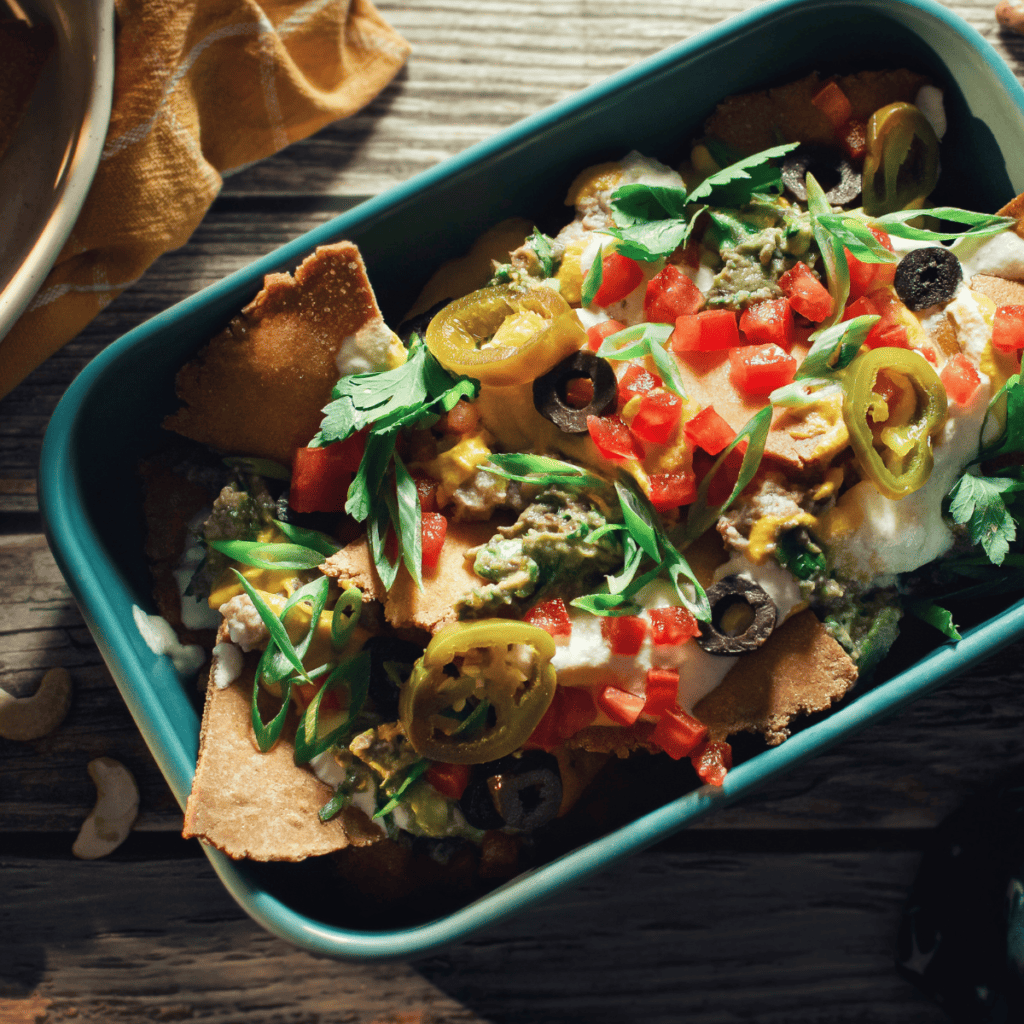 Air Fryer Nachos With Refried Beans