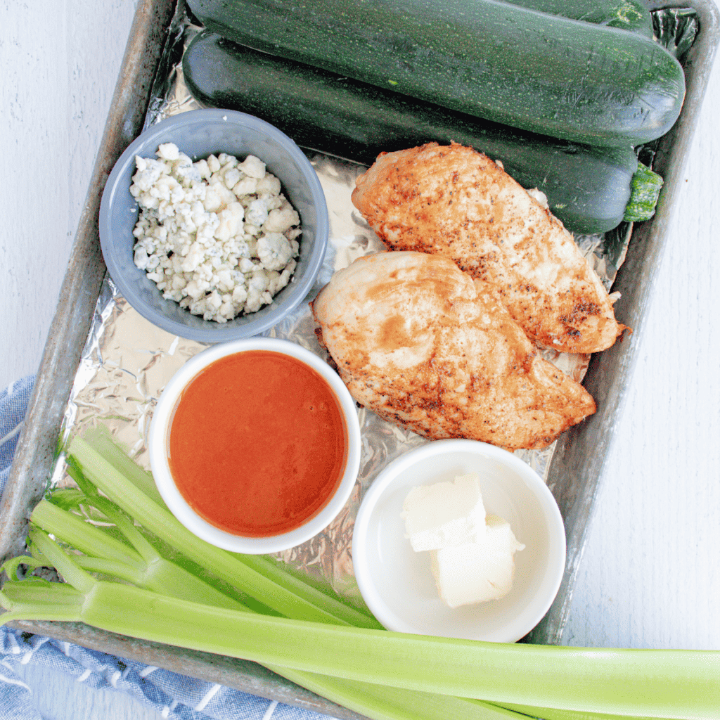 Ingredients Needed For Air Fryer Buffalo Chicken Zucchini Boats