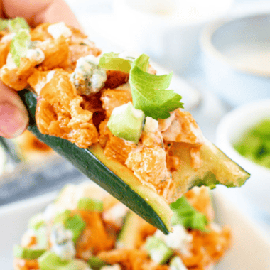 Buffalo Chicken Zucchini Boats