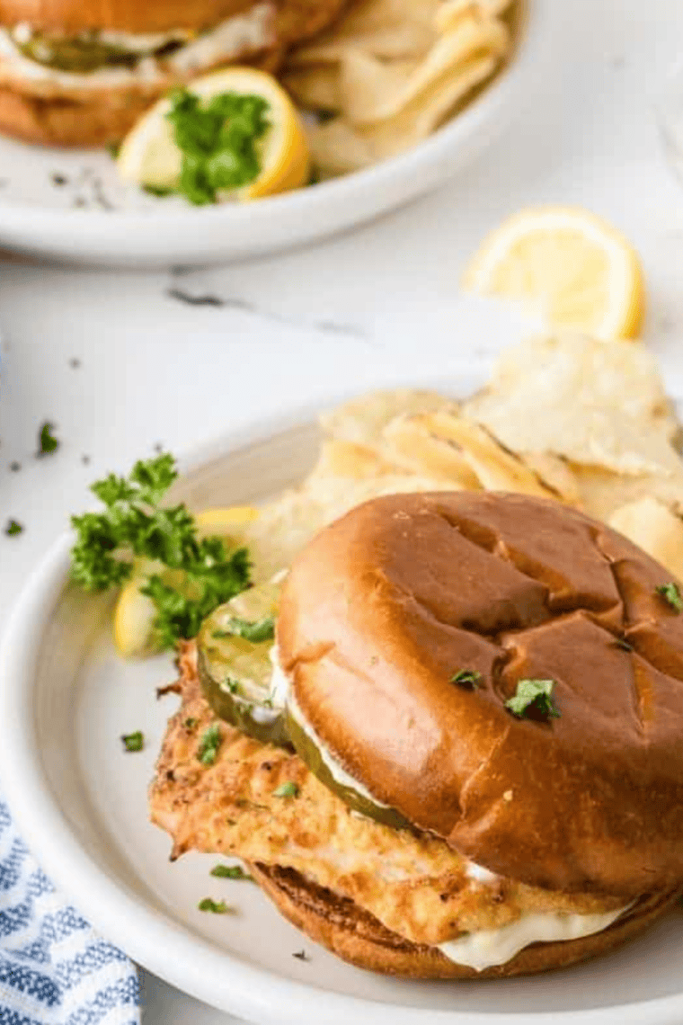 Popeyes Fish Sandwich Copycat with crispy fish, soft bun, and tangy sauce.