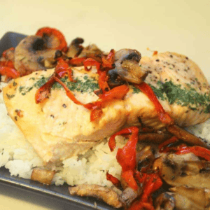 Air Fryer Salmon With Mushroom Sauce