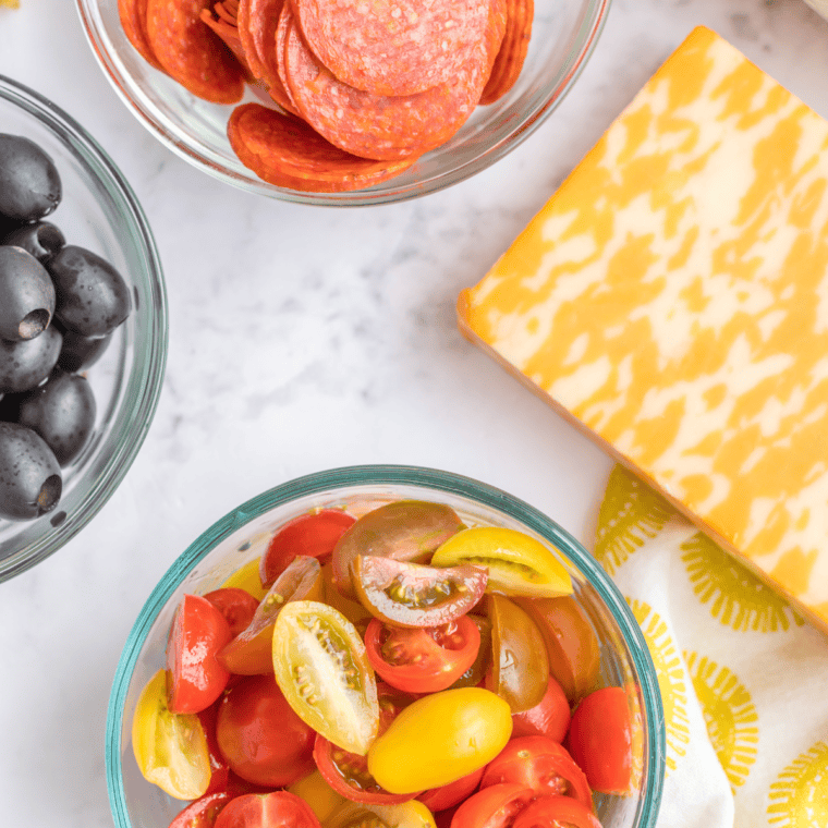 Ingredients needed for Copycat Suddenly Salad Classic Recipe on kitchen table.