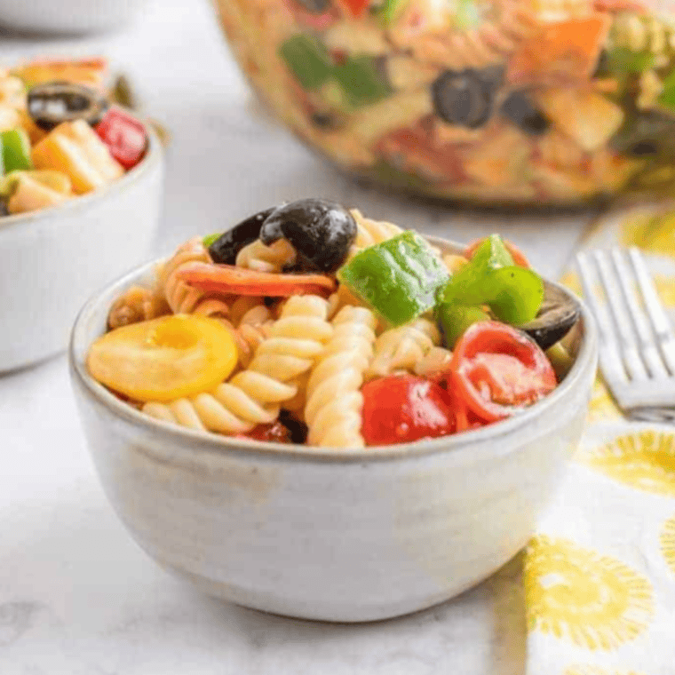 Fresh and colorful Copycat Suddenly Salad Classic with pasta, veggies, and creamy dressing.