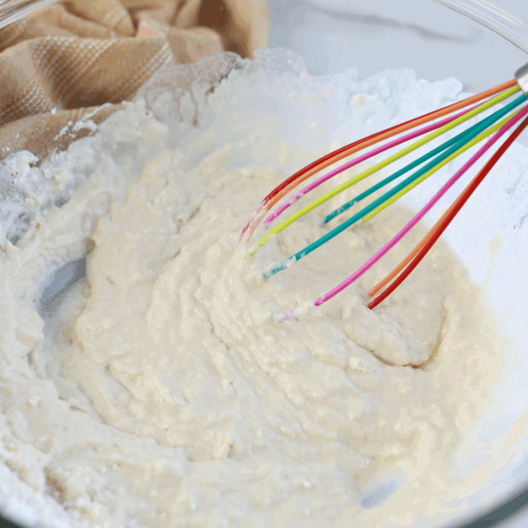 Add the wet ingredients to the dry ingredients.