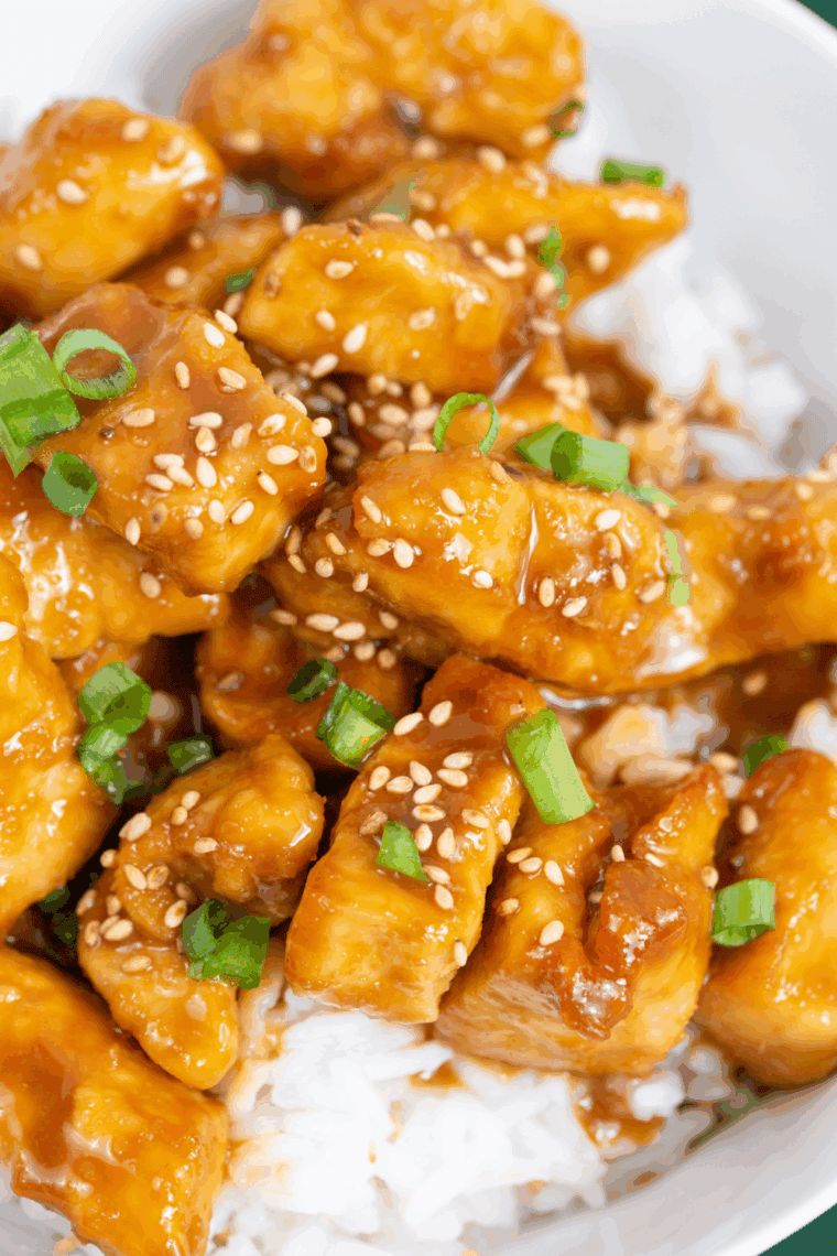 Crispy Panda Express Honey Sesame Chicken made in air fryer.