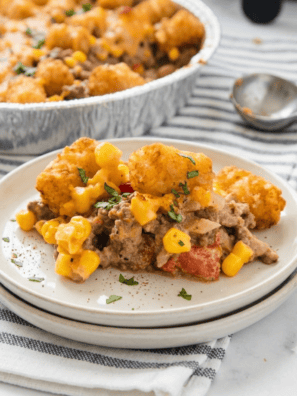This Air Fryer Cowboy Casserole layers seasoned ground beef, corn, and melty cheese under crispy tater tots &mdash; a hearty weeknight dinner in 40 minutes.