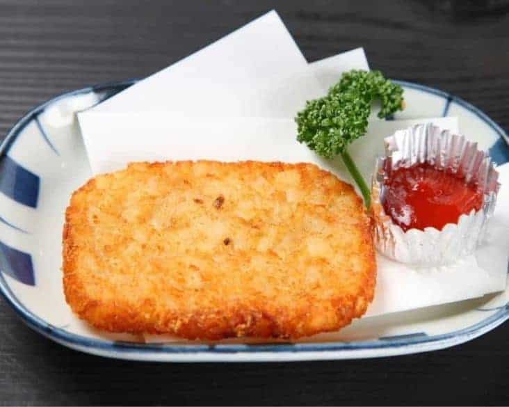 platter with air fryer hash brown patty