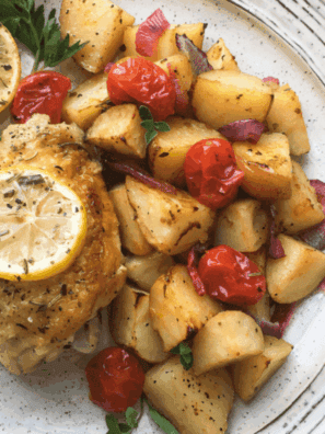 Air Fryer Roasted Potatoes and Tomatoes