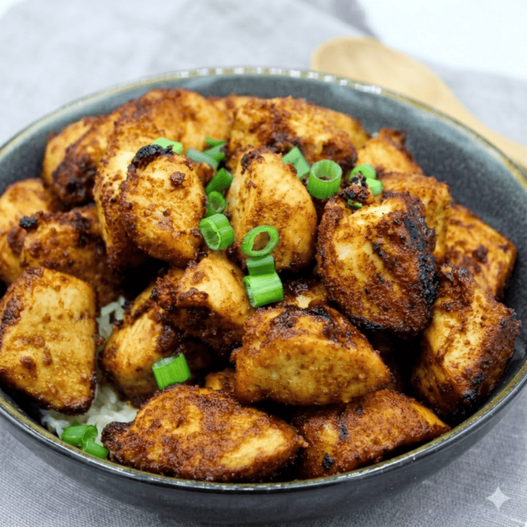 Juicy Air Fryer Shake and Bake Chicken Tenders arranged on a serving platter with fresh herbs