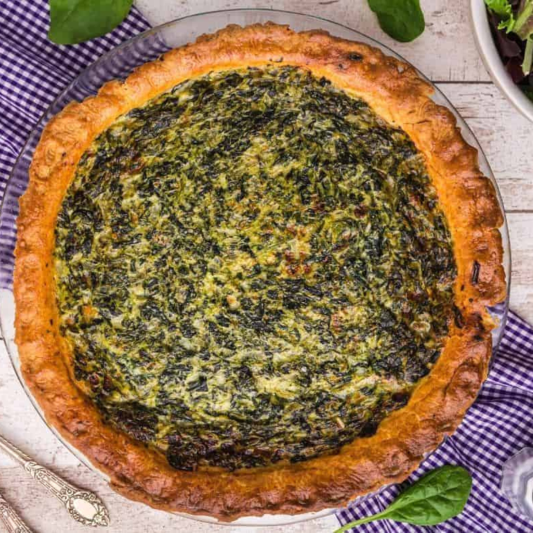 "Air Fryer Spinach Quiche with crispy golden crust"