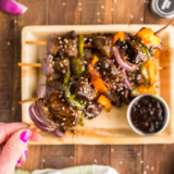 These Blackstone beef kabobs are everything a summer dinner should be &mdash; tender chunks of marinated steak and sweet, charred bell peppers and onion, all seared fast on the flat top. The griddle gives every side of the meat a deep golden crust you just can't get rotating skewers over open flame, and it's ready in about 10 minutes of cook time.