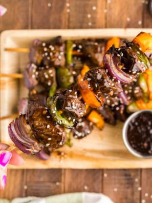These Blackstone beef kabobs are everything a summer dinner should be &mdash; tender chunks of marinated steak and sweet, charred bell peppers and onion, all seared fast on the flat top. The griddle gives every side of the meat a deep golden crust you just can't get rotating skewers over open flame, and it's ready in about 10 minutes of cook time.