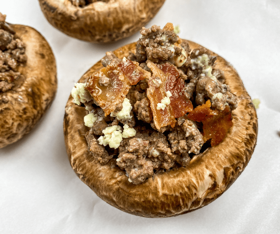 Air Fryer Blue Bacon Stuffed Mushrooms