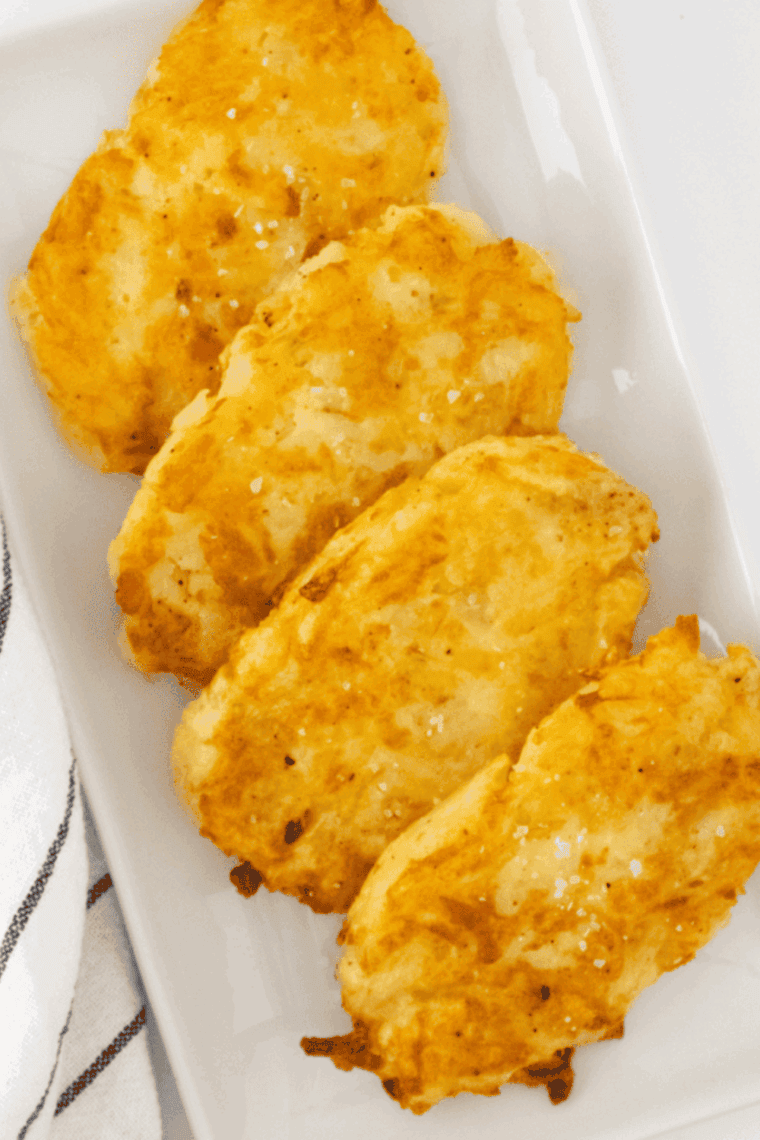 Golden and crispy homemade McDonald’s-style hash browns cooked in the air fryer, served hot and ready to enjoy.