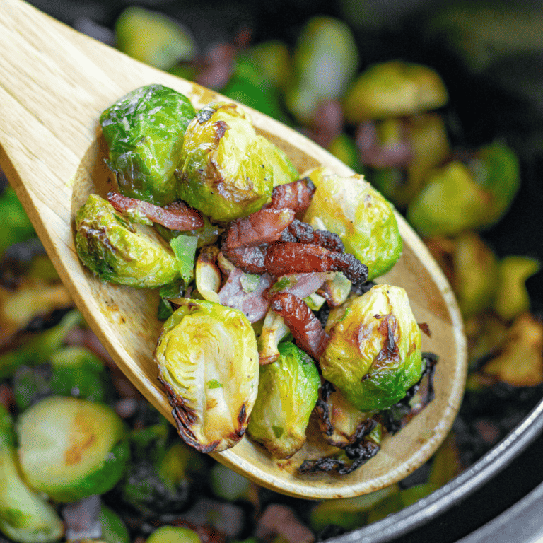 Air Fryer Maple Bacon Brussels Sprouts Fork To Spoon