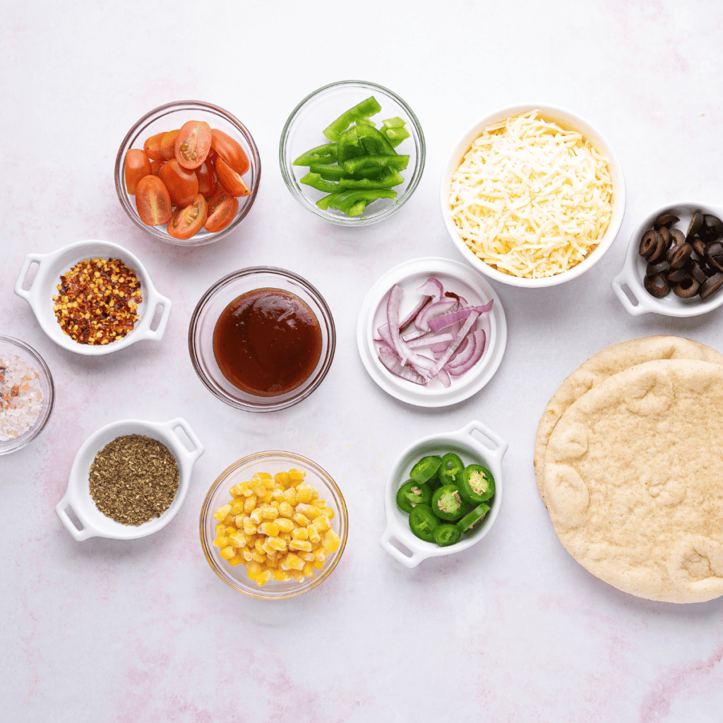 Ingredients needed For Air Fryer Whole-Wheat Pita Pizza