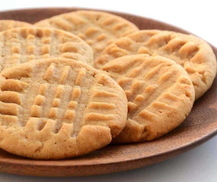 Close up peanut butter cookies, an easy 3-ingredient air fryer dessert 